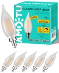 AMDTU Frosted Candelabra Light Bulbs 20 Watt Equivalent, 2W Low Watt Candelabra Bulbs, E12 LED Bulb 20w Dimmable Soft White 2700k, Candle Type B Bulb, 200 lumens, 6 Pack