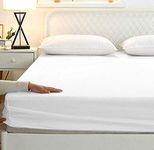 Lacoza''400 Tc Solid Microfiber Queen Size Fitted Bedsheets with All Around Elastic and 2 Pillow Cover | 78x60 inch - White