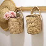 WYLYE�- Modern Home ! Ingeniously Handcrafted Decorative Rope Hanging Fabric Basket (8"X8" inch, Beige)