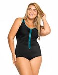 Delimira Women's Built-in Cup Zip Front One Piece Bathing Suits Plus Size Swimsuits Multicoloured #3 18