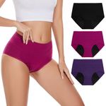 POKARLA Incontinence Pants Women High Absorbency Period Underwear Heavy Flow Leak Proof Urine Washable Leakproof Protective Briefs High Waist Cotton Menstrual Knickers 3 Pack Multicolor Large