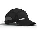 Halo Headband Low-Profile, Quick Drying Running Hat for Men and Women, Integrated Sweatband Absorbs and Redirects Sweat, UPF50+ Pickleball Running Tennis, Fits Size 7 3/8 or Smaller, Black