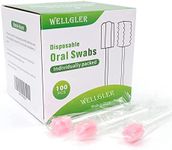 Wellgler's Disposable Oral Care Swabs, Sterile Sponge Mouth Swabs (100pcs, pink)