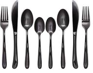 ANH MART Restaurant Home Hotel Matte Set, Satin Finish Stainless Steel Flatware Set, Tableware Cutlery Set Utensils for Kitchens [Dinner Fork-Tea Spoon-Salad Spoon-Knife] (Set of 8)