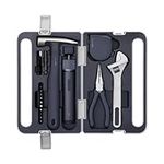 HOTO 3.6V Electric Screwdriver Tool Kit, Rechargeable Power Screwdriver Tool Kit, Includes Screwdriver/10 S2-Steel Bits/Spanner/Hammer/Plier/Tape Measure, Hidden Buckle Design