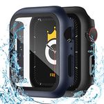 Adepoy 2 Pack Waterproof Apple Watch Series 9/8/7 Screen Protector 45mm, Hard Protective Cases Guard Bumper Ultra Thin Full Coverage Compatible for iWatch series 9/8/7 45mm