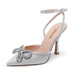 DREAM PAIRS Women's High Heels Destiny Closed Toe Strappy Heels Sexy Rhinestone Ankle Strap Pumps Wedding Bridal Party Dress Shoes, Silver Size 11 SDPU2208W