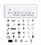 FEORA Transparent Switch Stickers for White Switchboard A4 Sheet Switch Board Stickers for Home Office Electric Board Appliancesfor Home Fan tubelight Lamp AC Stickers etc - 35 Designs 495 Stickers