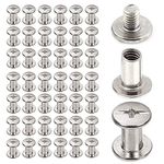 Chicago Screws 45 Sets 304 Stainless Steel Screw Post Binding Screw Leather Screw for DIY Leather Decoration Bookbinding Bag (5x8mm, Silver)