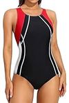 ATTRACO Women's Swimming Costume Athletic One Piece Swimmsuit Racerback Exercise Swimwear