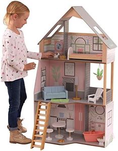 KidKraft Casa de muñecas de Madera Alina con Muebles y Accesorios incluidos, Casita de Juguete con Perro y escaleras móviles, 3 Niveles de Juego, Juguetes niños y niñas Desde 3 años (10229)