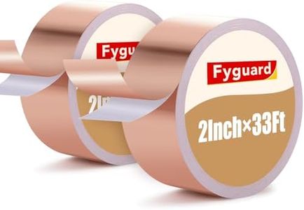 2 Pack Copper Foil Tape 2 Inch × 33Ft Conductive Adhesive Foil Tape, Copper Shielding Tape for Guitar Stained Glass EMI Shielding Grounding Paper Circuits Garden Plant