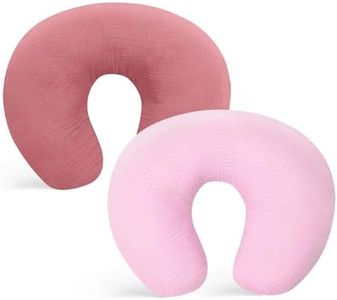 Winmany 2 Pack Muslin Nursing Pillow Covers Soft Cotton Newborn Breastfeeding Pillow Cover Baby Feeding Pillow Slipcover Shower Gifts for Boys Girls (Rose + Light Pink)