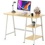 SHW Ivy Trestle Desk with Storage Shelves for Home/Office, 43-Inch, Oak