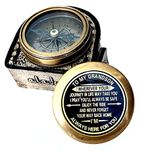 Gift for Grandson Brass Compass Engraved Quote | Memory Present to My Grandson Birthday, Baptism, Graduation, Confirmation, Love, Gift idea by Grandpa Grandma (Grandson - Always Here for You)