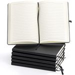 Coloch 6 Pack Ruled Notebook, A5 Black Hardcover Notebook with 200 Pages, Classic Lined Journal Pocket with 200 Pages and Pen Loop for School, College, Office, Business, 5.75" x 8.25"