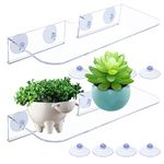 Finderomend 2 Pieces Ledge Suction Cup Window Shelf Transparent Acrylic Plant Window Shelf for Indoor Plants Garden, Seed Starter, Figurines on Your Window