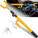 THASOK Car Steering Wheel Lock Anti-Theft Device, Upgraded Thicker Metal Pole High-Security Car Lock Universal, Adjustable The Club Steering Wheel Lock for Car/SUV/Truck/Van (Yellow)