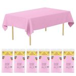 YANGTE 6 Pack Tablecloths Plastic Rectangle Table Covers 54 x 108 Inch Table Cloths for Indoor or Outdoor Parties Birthdays Weddings Picnics (Pink)