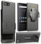 Case with Clip for BlackBerry KEY2, Nakedcellphone Black Kickstand Cover with [Rotating/Ratchet] Belt Hip Holster Combo for BlackBerry KEY2 Phone, Key 2 (BBF100-1, BBF100-6)