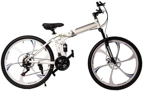 STURDY BIKES Foldable Magnesium Alloy Wheels MTB with 21 Speed Gears and Dual DISC Brakes (White)