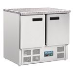 Polar Refrigeration G-Series 155W Double Door Counter Fridge 240 Litre, Stainless Steel, 2°C to 5°C, 880(H)x900(W)x700(D)mm, 2 Shelves, Fan Assisted Rapid Cooling, Energy Rating C | U636