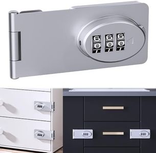 Bstsilver Cabinet Password Hasp Locks for Corner Drawer, 180/90 Degree Lock for Push/Sliding/Barn/Bifold Door, Combination Latch Right Angle for Locker Fence Outdoor Garden Yard, New Adhesive/Drill