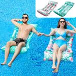 Pool Floats - 2 Pack Inflatable Pool Floats Rafts, Pool Floats Adult, 4-in-1 Floats for Swimming Pool, Thick PVC Pool Float Lounger Water Hammock