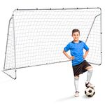 HomGarden 12' x 6' Portable Soccer Goal Football Post Target Net Tournament Regulation Training Aid Ultimate Backyard Outdoor Kids Soccer Goal