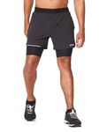 2XU Mens, Aero 2-in-1 5 Inch Shorts Black/Silver Reflective, L