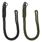 2 Pieces Heavy Duty Paracord Lanyard Braided 550 Necklace Keychains Whistles Wrist Strap Parachute Rope for Outdoor Activities, Camera, ID Card Badge Holder, Wallet and Keys (Black + Olive Green),