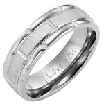 Willis Judd Titanium Ring for Men Engraved I Love You In Gift Box Wedding Band Ring Mens Engagement Ring Groove Promise Ring Comfort Fit Silver Size T