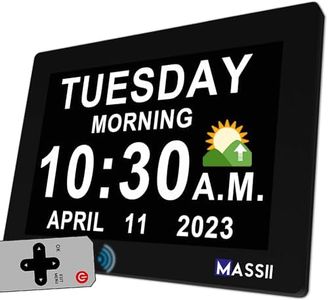 【2024 New】 Digital Clock with Date and Week for Seniors, 19 Alarms Custom Reminders, Non-Abbreviated Calendar Clock for Dementia, Auto DST, Auto Dimming, Loud Alarms, Memory Function,7" Black