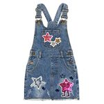 Peacolate 4-9T Little&Big Girls Suspender Overalls Star Denim Dress(5T,Star)