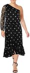 LAUREN RALPH LAUREN Womens Roshawna Polka Dot One Shoulder Midi Dress B/W 6 Black/White