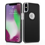 Pikkme Chrome Leather Back Cover | Flexible Pu Leather | Full Camera Protection | Silver Electroplated Chrome | Bumper Case for iPhone Xs Max (Chrome Black)