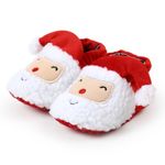 Baby Boys Girls Adjustable Slipper Shoes Anti-Slip Soft Sole Cotton Kint Crib Shoes Cartoon Moccasins with Cap (6-12 Months Red)