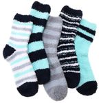 Fuzzy Socks for Men Women Slipper Fluffy Grip Cabin Warm Winter Plush Sherpa Cozy Comfy Fleece Thick Soft Non Slip Gripper Anti Skid Hospital Stocking Stuffers Christmas Gift Socks(Mix Color(6 Pairs))