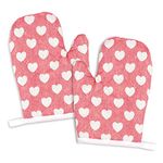 ZOBKGF 2 Pack Kid Oven Mitts for Baking Heat Resistant Kitchen Mitts, Great for Cooking Baking, Age 4-12 (7"x4.7", Pink Heart)