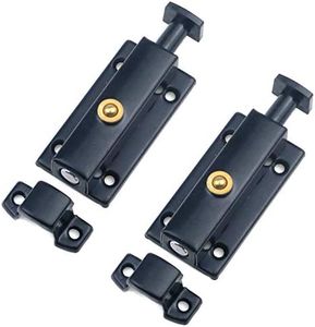 MY MIRONEY 2.32" Spring Loaded Latch Pin Stainless Steel Security Door Bolt Latch Black Sliding Lock Barrel Bolt with Screws Pack of 2