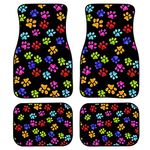 WELLFLYHOM 4 PCS Car Floor Mats Full Set Colorful Dog Paw Print Universal Fit - Front & Rear Carpet Floor Mat for Cars, SUVs and Trucks, Auto Accessories Interior Decorative