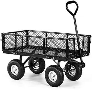 Heavy Duty Folding Garden Trolley Rust Free Cart Hand Utility Lawn Yard Farm Black