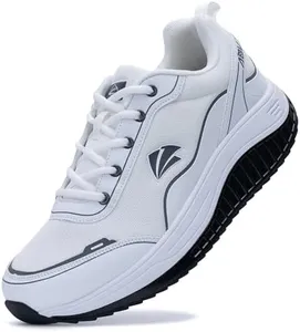 QAUPPE Men's Shoes Walking Arch Support Orthotic Sneakers Plantar Fasciitis Wide Tennis Shoes for Heel and Foot Pain Relief White 13