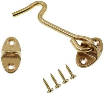 2 Pack Barn Door Latch,TTZEZE 3''Barn Door Lock,Heavy Duty Solid Thicken Copper Gate Latch Lock,Add More Security and Privacy.Cabin Hook and Eye Latch Best Golden,100mm/3.94''