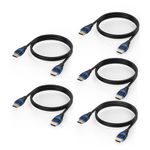 4K HDMI Cables 3.3FT 5-Pack, HDMI Cord 3.3 Foot High Speed HDMI to HDMI Cable 2.0(4K@60Hz, 2K@144Hz, 1080P@120Hz, 18Gbps, HDR, 3D, HDCP 2.2, ARC) for HDTV, Switch, PS4/PS5, Xbox, Blu-ray, Monitor