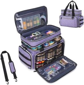 Lyhaxon Sewing Supplies Organizer Bag, Portable Double-Layer Storage Tote with Multiple Pockets and Removable Shoulder Strap, Roomy Sturdy Box Case for Easy Carrying(Bag Only, Lavender Purple)
