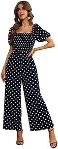 Love Welove Fashion Summer Jumpsuits for Women 2025 Floral Dressy Casual Loose Wide Leg Short Sleeve One Piece Romper Outfits