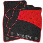 Car Mats FOR MG HS 2019+ manual Charcoal Carpet & Red Ribbed Trim & Red Full Width Heel Pad [SAPP-2463]