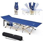 Sportneer Camping Cot, 28” Extra Wide Camping Cots for Adults 2 Side Pockets Folding Cot for Sleeping Max Load 450 LBS Cot Portable Camp Cots with Carry Bag for Camping Hiking Beach Tent Travel Office