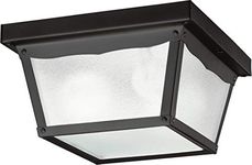 KICHC|#Kichler Lighting Kichler Lighting 345BK 2LT Outdoor Flush Mount, Black Finish with Clear Textured Glass